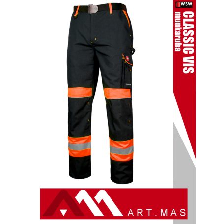 Artmas CLASSIC VIS ORANGE technikai kevertszálas kopásálló munkanadrág - munkaruha