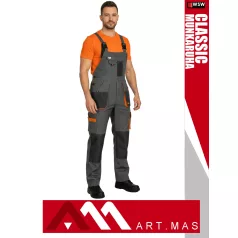   Artmas CLASSIC GREY technikai kevertszálas kopásálló kantáros munkanadrág - munkaruha