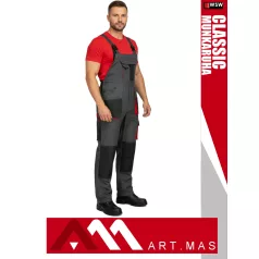   Artmas CLASSIC GREYRED technikai kevertszálas kopásálló kantáros munkanadrág - munkaruha