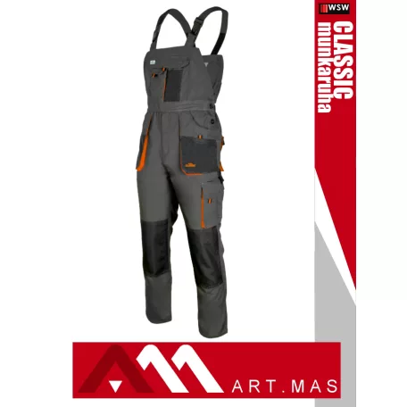 Artmas CLASSIC GREY technikai kevertszálas kopásálló kantáros munkanadrág - munkaruha