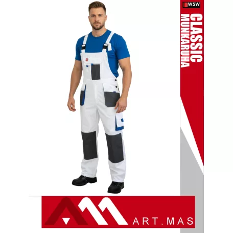 Artmas CLASSIC WHITE technikai kevertszálas kopásálló kantáros munkanadrág - munkaruha