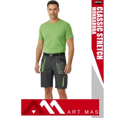   Artmas CLASSIC STRETCH GREY pamutgazdag rugalmas anyagú slimfit rövidnadrág - munkaruha