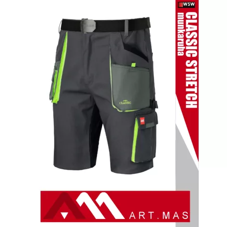 Artmas CLASSIC STRETCH GREY pamutgazdag rugalmas anyagú slimfit rövidnadrág - munkaruha