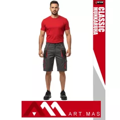   Artmas CLASSIC GREYRED technikai kevertszálas kopásálló rövid munkanadrág - munkaruha