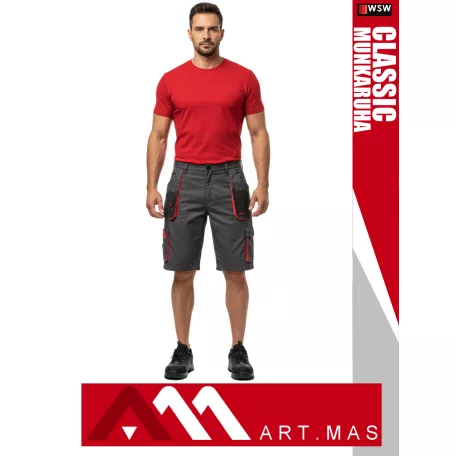 Artmas CLASSIC GREYRED technikai kevertszálas kopásálló rövid munkanadrág - munkaruha