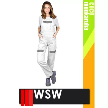 WSW COCO WHITE technikai 100% pamut női kantáros munkanadrág - munkaruha