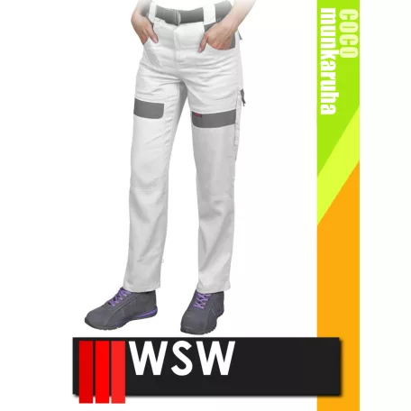 WSW COCO WHITE technikai 100% pamut női derekas munkanadrág - munkaruha