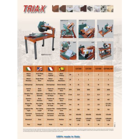 Triax CUT 300 ipari asztali téglavágó és térkővágó gép