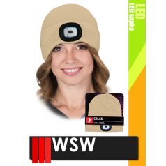   WSW LED BEIGE USB-vel tölthető téli bélelt unisex led lámpás sapka - munkaruha