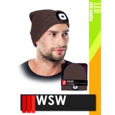   WSW LED BROWN USB-vel tölthető téli bélelt unisex led lámpás sapka - munkaruha