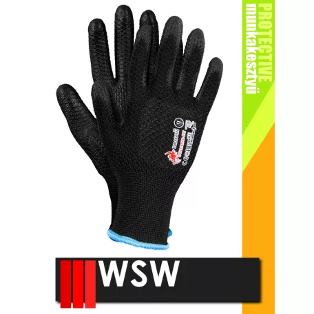 WSW DIAMOND BLACK mártott munkakesztyű - 12 pár/csomag