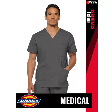 Dickies Medical EDS ESSENTIALS PEWTER férfi v-nyakú egészségügyi tunika felső - munkaruha