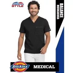   Dickies Medical BALANCE BLACK férfi v-nyakú három zsebes stretch egészségügyi tunika felső - munkaruha