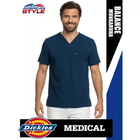 Dickies Medical BALANCE NAVY férfi v-nyakú három zsebes stretch egészségügyi tunika felső - munkaruha