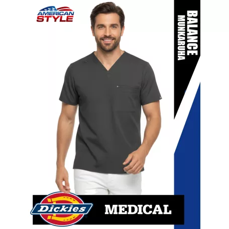 Dickies Medical BALANCE PEWTER férfi v-nyakú három zsebes stretch egészségügyi tunika felső - munkaruha