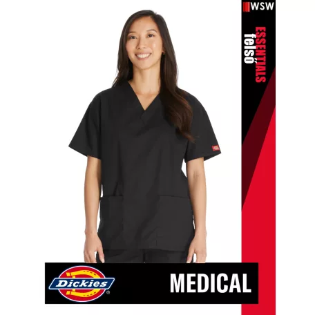 Dickies Medical EDS ESSENTIALS BLACK női v-nyakú egészségügyi tunika felső - munkaruha