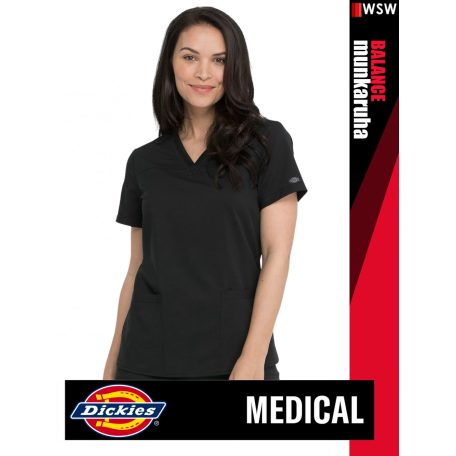 Dickies Medical BALANCE BLACK női v-nyakú három zsebes stretch egészségügyi tunika felső - munkaruha