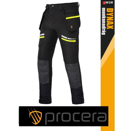 Procera DYNAX BLACK négyirányú stretch slimfit lengőzsebes technikai deréknadrág - munkaruha