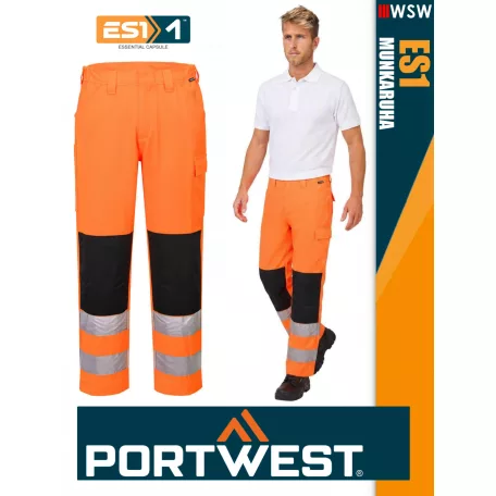 Portwest ES1 HVORANGE technikai kevertszálas láthatósági deréknadrág - munkaruha