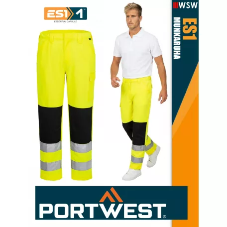 Portwest ES1 HVYELLOW technikai kevertszálas láthatósági deréknadrág - munkaruha