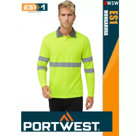 Portwest ES1 HVYELLOW technikai galléros láthatósági póló - munkaruha
