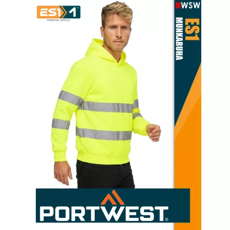 Portwest ES1 HVYELLOW technikai kapucnis pulóver - munkaruha