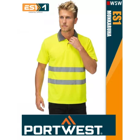 Portwest ES1 HVYELLOW technikai galléros láthatósági póló - munkaruha