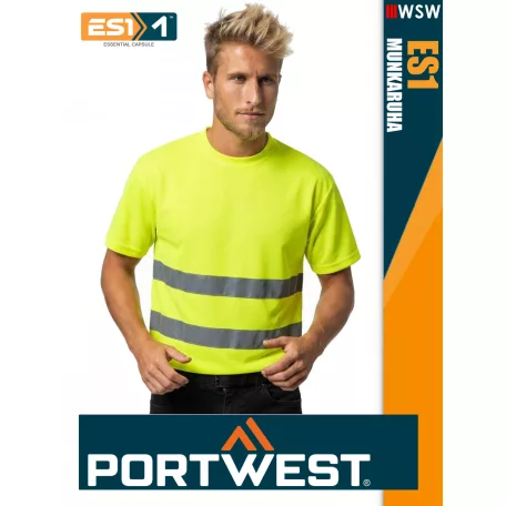 Portwest ES1 HVYELLOW technikai környakas láthatósági póló - munkaruha
