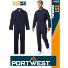 Portwest ES1 NAVY technikai kevertszálas sokzsebs overál kezes-lábas - munkaruha