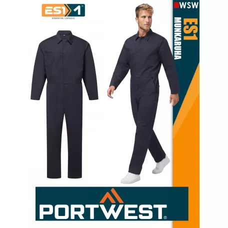Portwest ES1 NAVY technikai kevertszálas overál kezes-lábas - munkaruha
