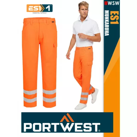 Portwest ES1 HVORANGE technikai kevertszálas láthatósági deréknadrág - munkaruha