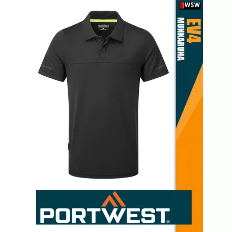 Portwest EV4 BLACK prémium galléros póló - munkaruha