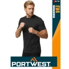 Portwest EV4 BLACK prémium környkas póló - munkaruha