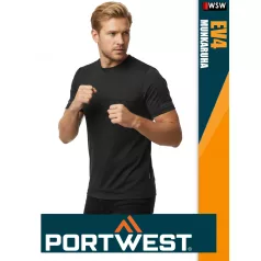 Portwest EV4 BLACK prémium környkas póló - munkaruha