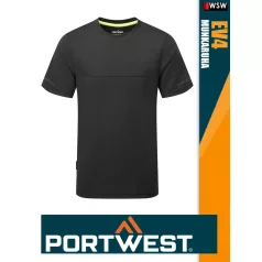 Portwest EV4 BLACK prémium környkas póló - munkaruha