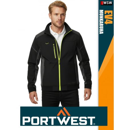 Portwest EV4 BLACK prémium softshell bomber kabát - munkaruha