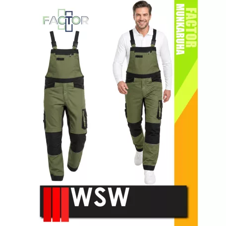 WSW FACTOR GREEN technikai rugalmas anyagú férfi kantáros nadrág - munkaruha