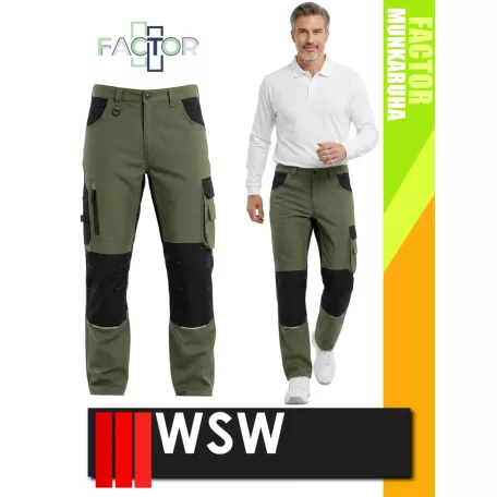 WSW FACTOR GREEN technikai rugalmas anyagú férfi deréknadrág - munkaruha