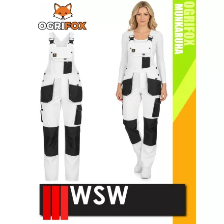 WSW OGRIFOX WHITE technikai kevertszálas női kantáros nadrág - munkaruha