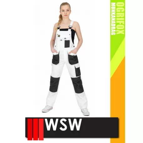 WSW OGRIFOX WHITE technikai kevertszálas női kantáros nadrág - munkaruha