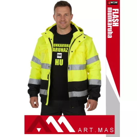 Artmas HI-VIS YELLOW FLASH technikai bélelt vízálló télikabát - munkaruha