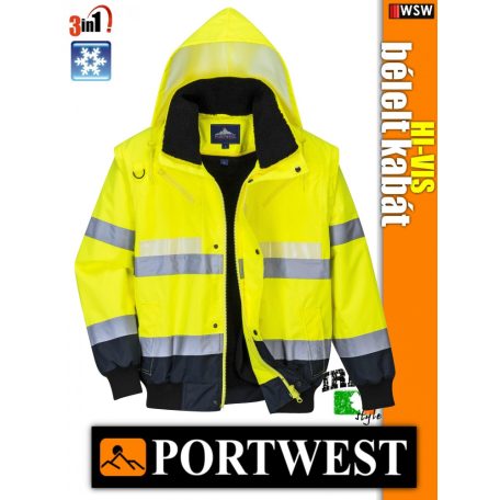 Portwest TRAFFIC 3in1 foszforeszkáló jólláthatósági bomber kabát - munkaruha