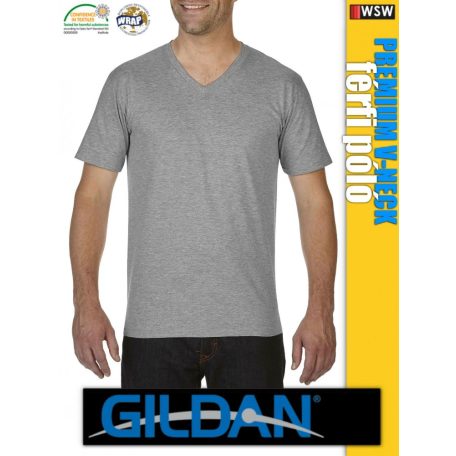 Gildan PREMIUM Cotton v-nyakú gyapjú férfi póló