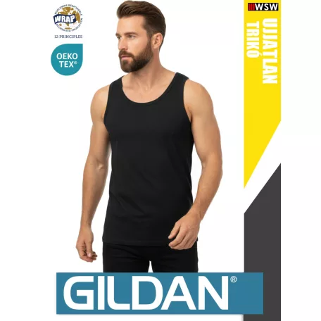  Gildan SOFTSTYLE BLACK férfi ujjatlan 100% pamut trikó