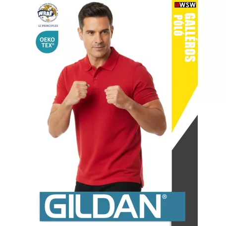 Gildan SOFTSTYLE CHERRYRED rövidujjú férfi galléros 100% pamut póló