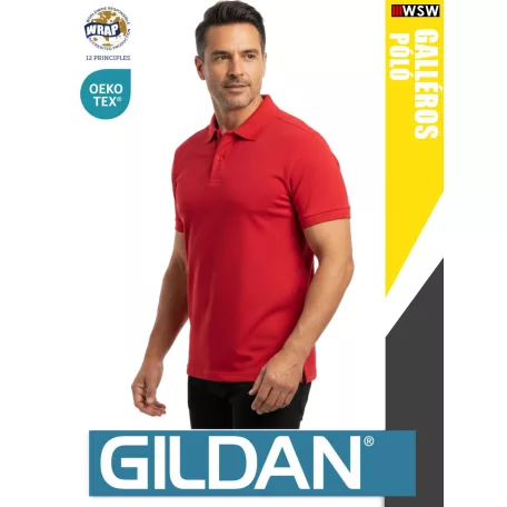 Gildan SOFTSTYLE RED rövidujjú férfi galléros 100% pamut póló