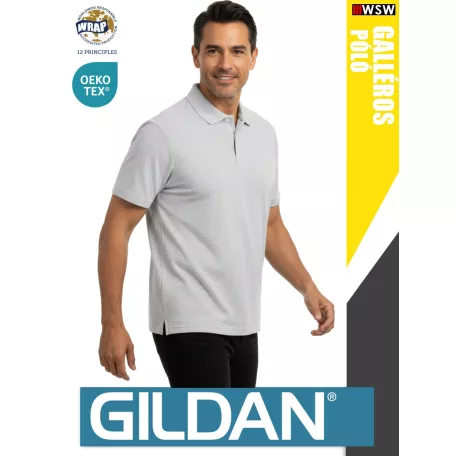 Gildan SOFTSTYLE RSSPORTGREY rövidujjú férfi galléros 100% pamut póló