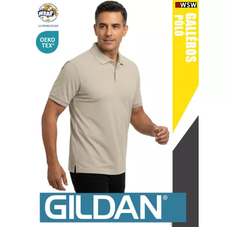 Gildan SOFTSTYLE SAND rövidujjú férfi galléros 100% pamut póló