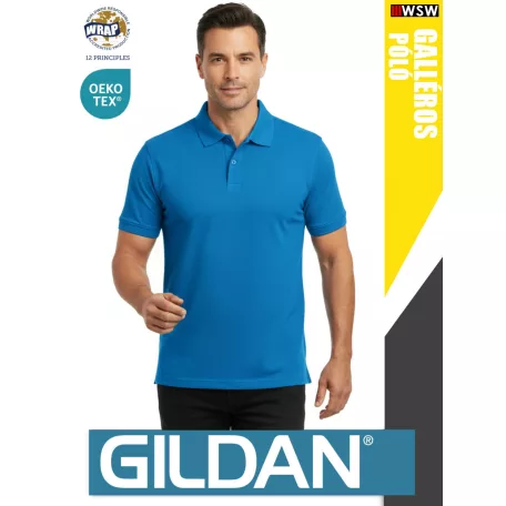 Gildan SOFTSTYLE SAPPHIRE rövidujjú férfi galléros 100% pamut póló