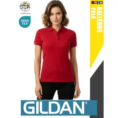   Gildan SOFTSTYLE CHERRYRED rövidujjú női galléros 100% pamut póló